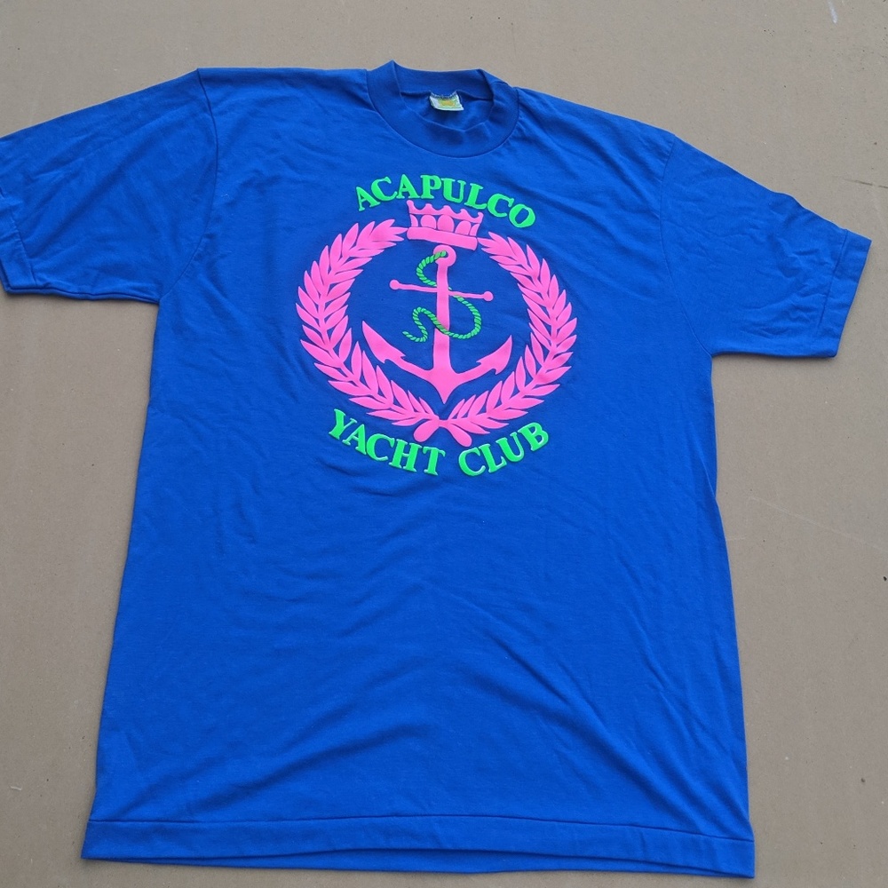 Vintage Acapulco Yacht Club Shirt Neon Puffy Print
